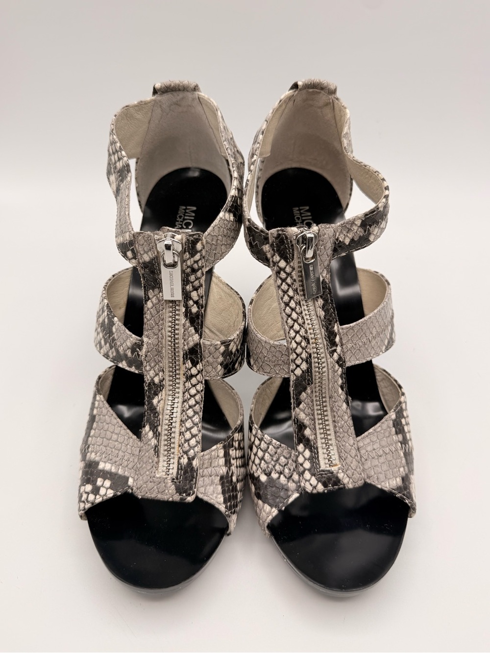 MICHAEL KORS Snakeskin Leather Strappy Platform Heels Size 11 - Picture 4 of 17
